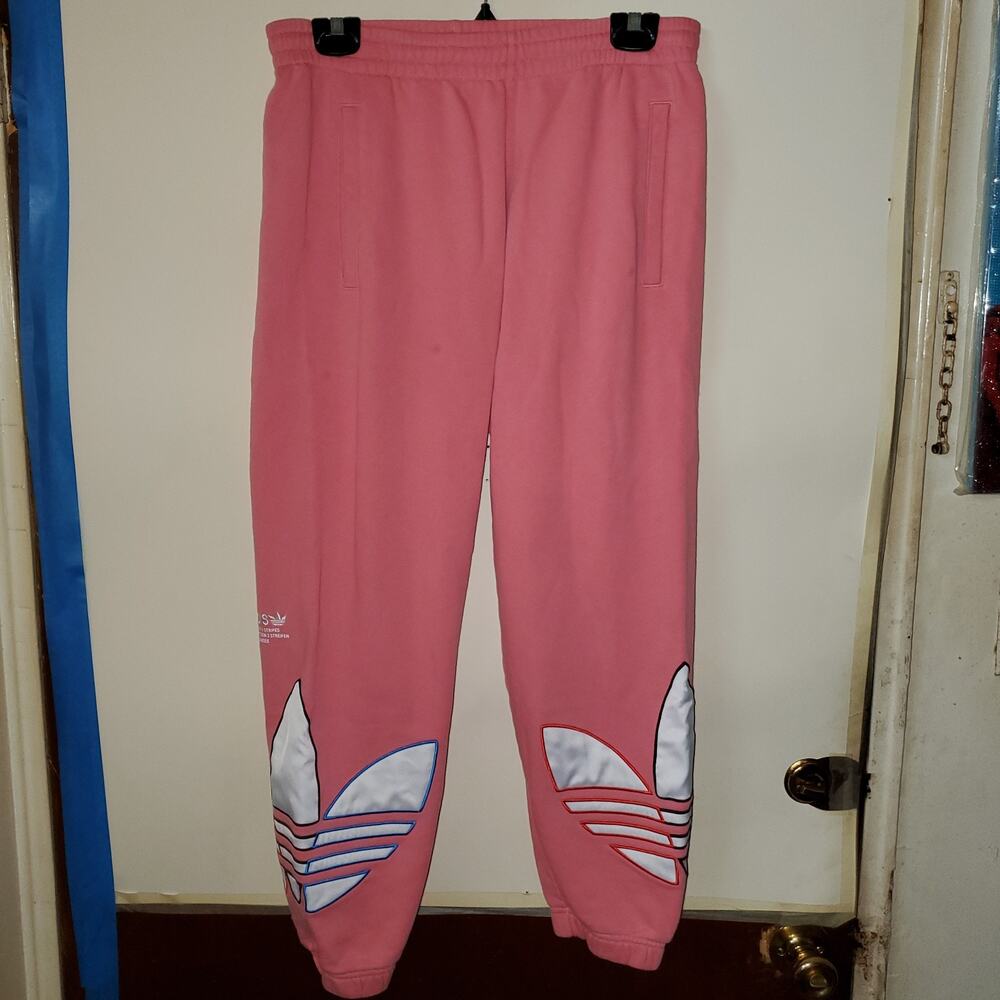 MENS ADIDAS ORIGINALS TRICOLOR TREFOIL SWEAT PANTS SMAll ROSE PINK